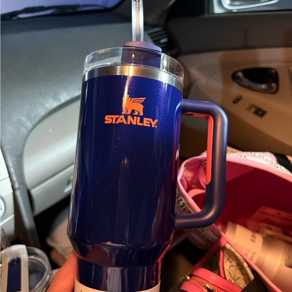 40oz regal blue shimmer color Stanley Travel Mug with Handle and straw lid - Picture 1 of 3